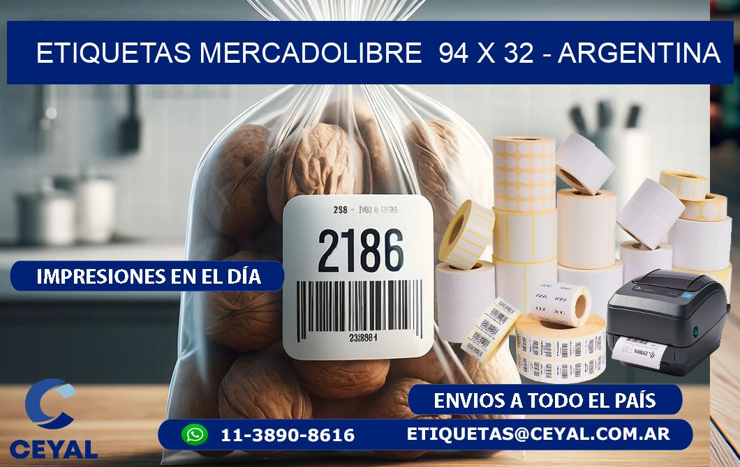 ETIQUETAS MERCADOLIBRE  94 x 32 - ARGENTINA