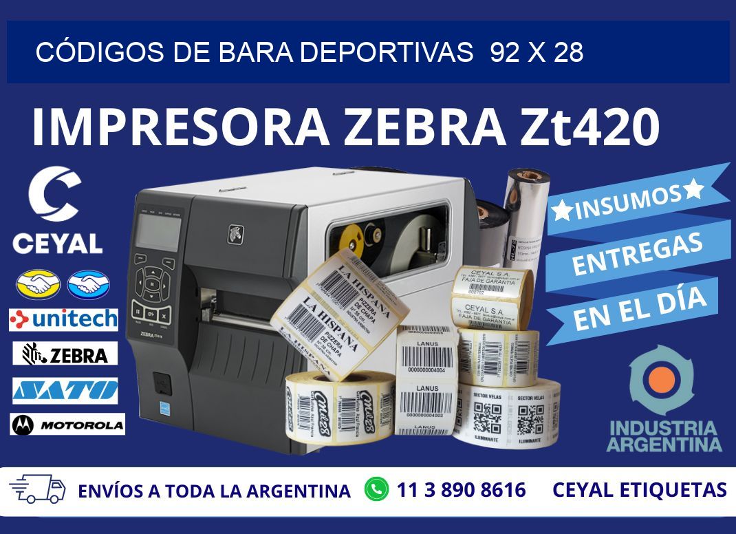 CÓDIGOS DE BARA DEPORTIVAS  92 x 28