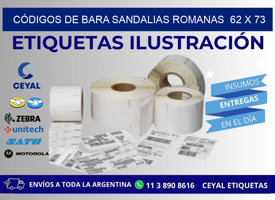 CÓDIGOS DE BARA SANDALIAS ROMANAS  62 x 73