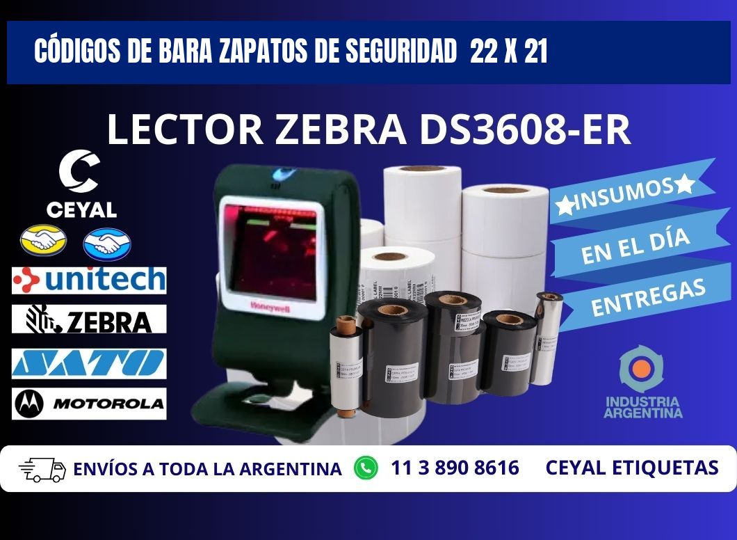 CÓDIGOS DE BARA ZAPATOS DE SEGURIDAD  22 x 21