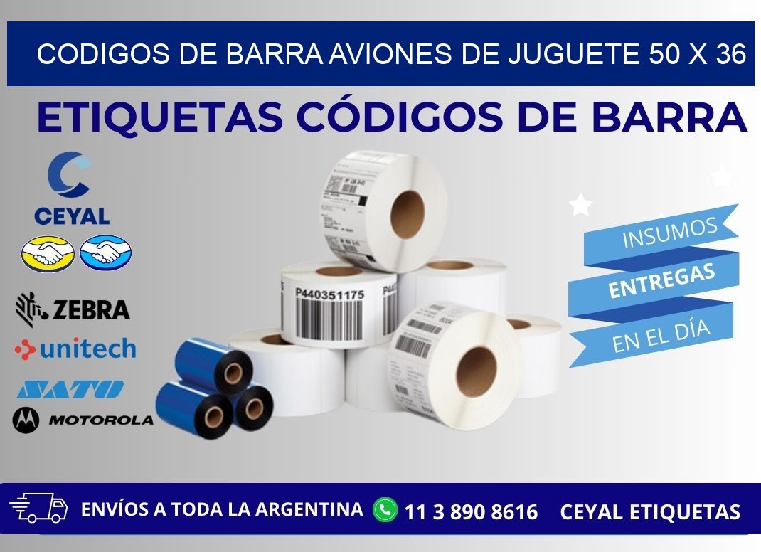 CODIGOS DE BARRA AVIONES DE JUGUETE 50 x 36