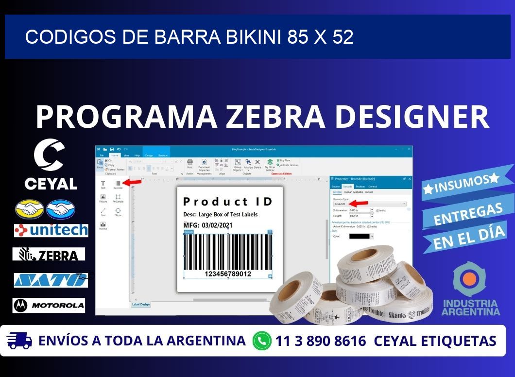 CODIGOS DE BARRA BIKINI 85 x 52