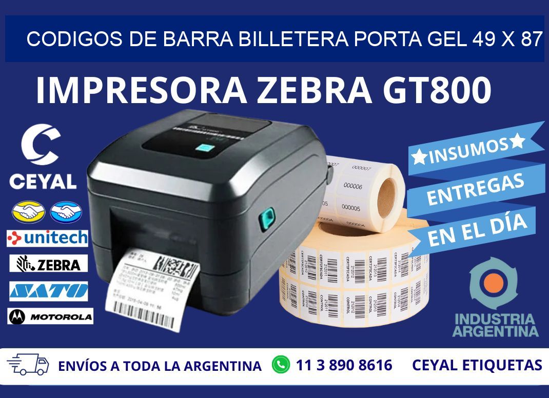 CODIGOS DE BARRA BILLETERA PORTA GEL 49 x 87