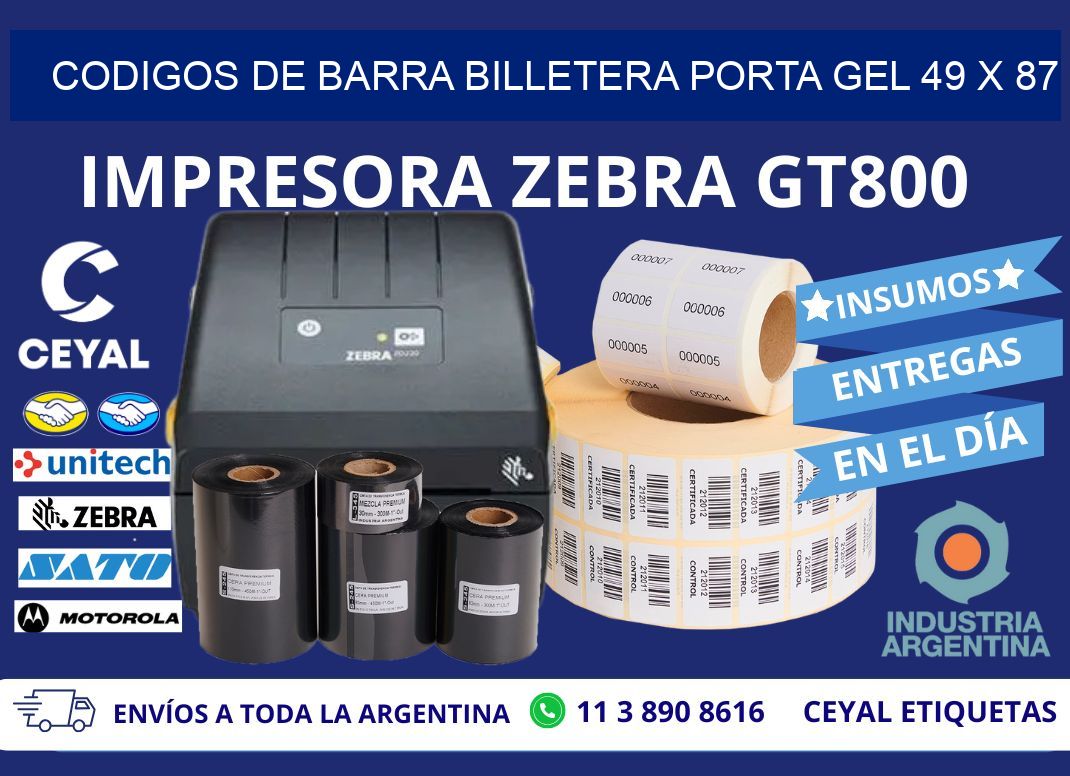 CODIGOS DE BARRA BILLETERA PORTA GEL 49 x 87