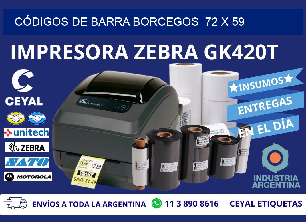 CÓDIGOS DE BARRA BORCEGOS  72 x 59