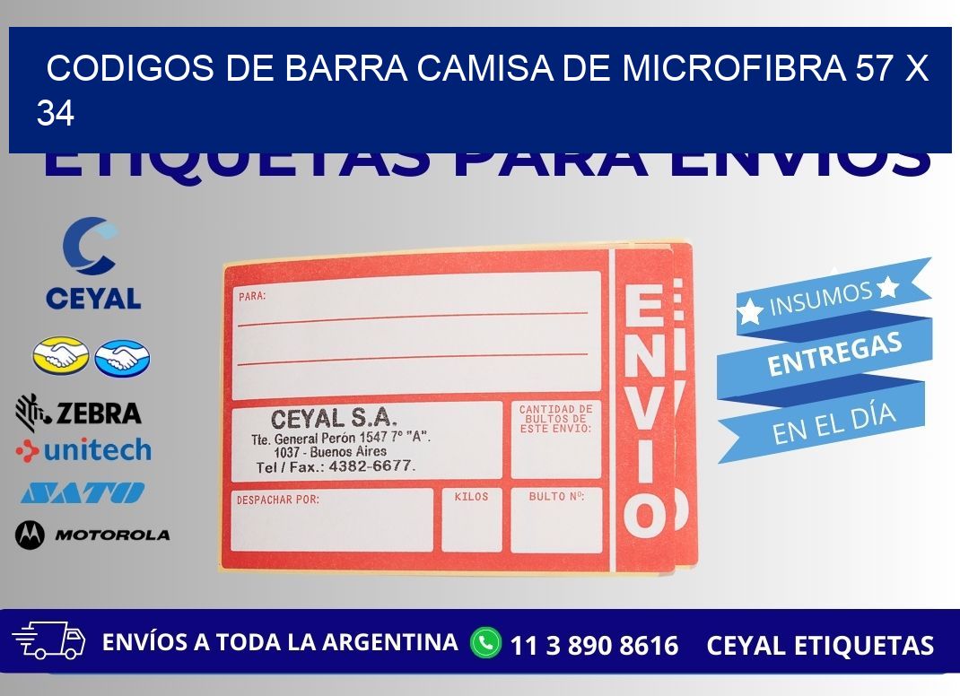 CODIGOS DE BARRA CAMISA DE MICROFIBRA 57 x 34