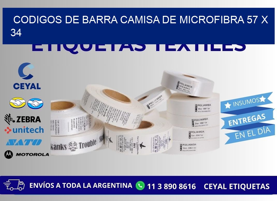 CODIGOS DE BARRA CAMISA DE MICROFIBRA 57 x 34