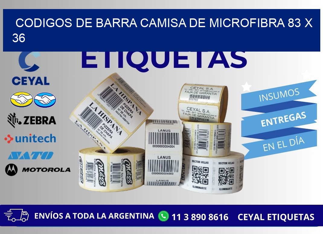 CODIGOS DE BARRA CAMISA DE MICROFIBRA 83 x 36