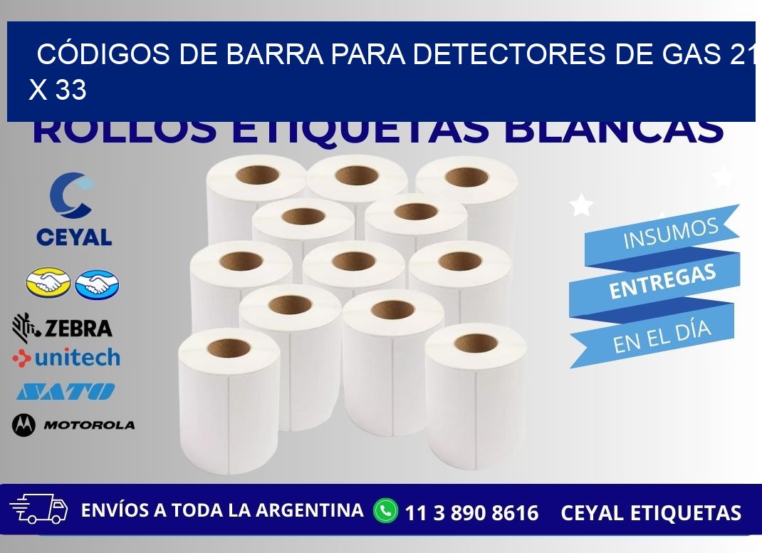 CÓDIGOS DE BARRA PARA DETECTORES DE GAS 21 x 33