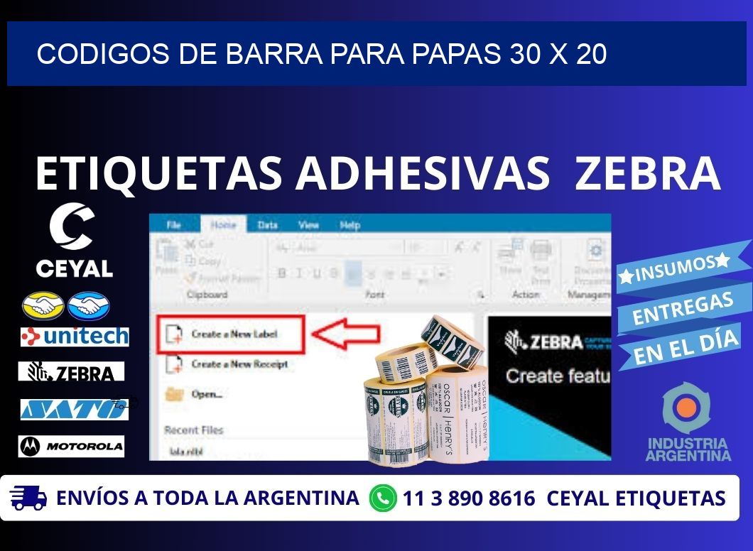 CODIGOS DE BARRA PARA PAPAS 30 x 20