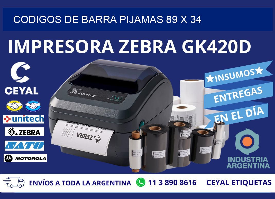 CODIGOS DE BARRA PIJAMAS 89 x 34