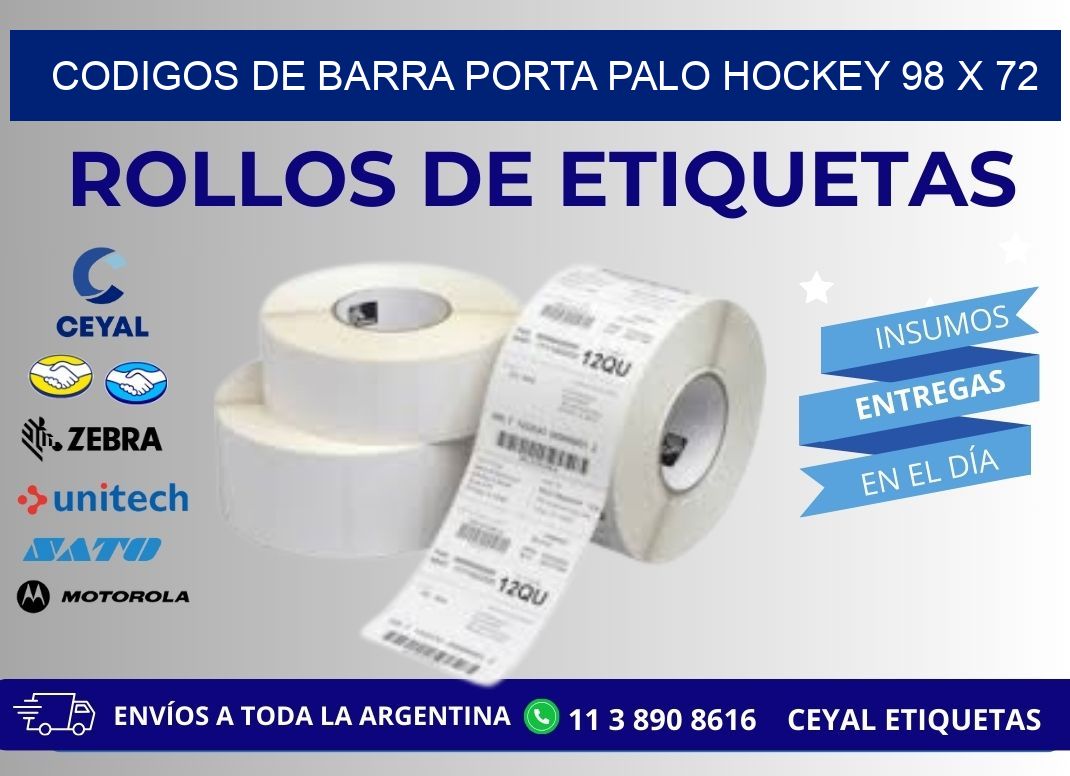 CODIGOS DE BARRA PORTA PALO HOCKEY 98 x 72