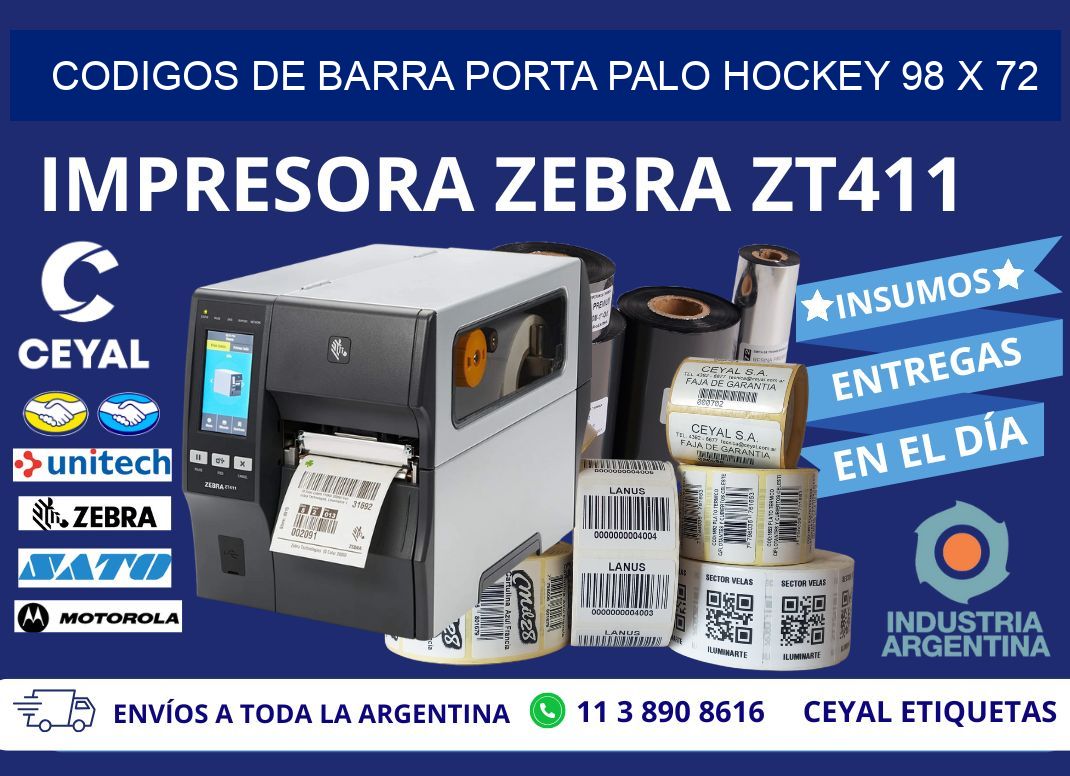 CODIGOS DE BARRA PORTA PALO HOCKEY 98 x 72