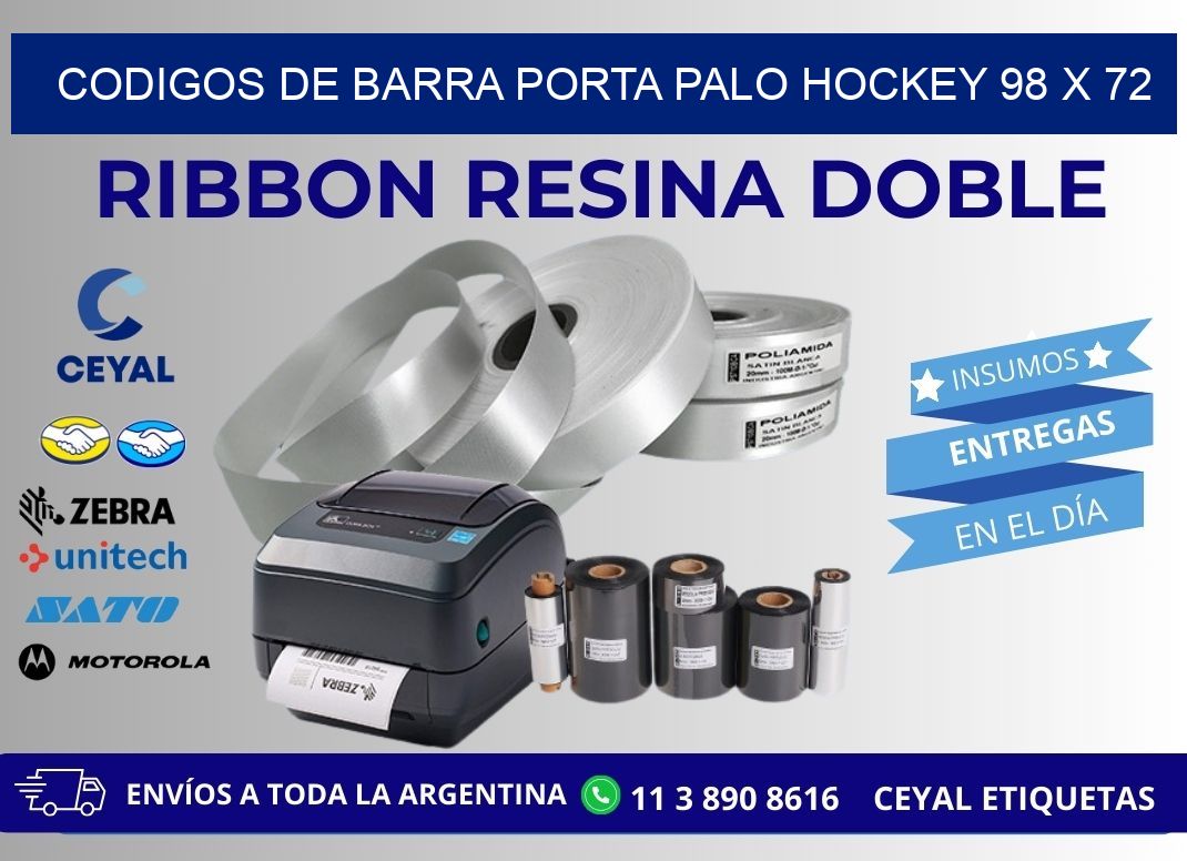 CODIGOS DE BARRA PORTA PALO HOCKEY 98 x 72