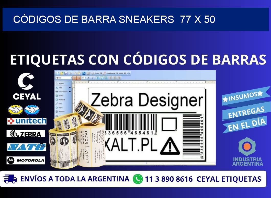 CÓDIGOS DE BARRA SNEAKERS  77 x 50