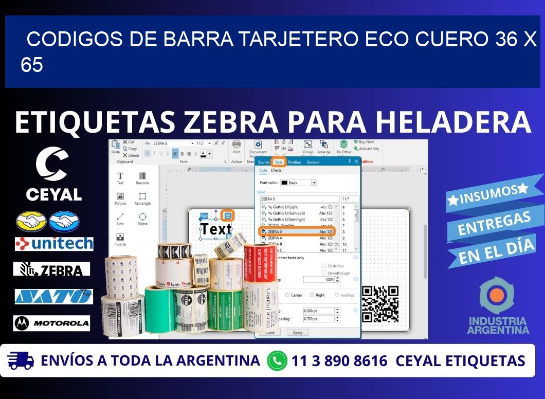 CODIGOS DE BARRA TARJETERO ECO CUERO 36 x 65