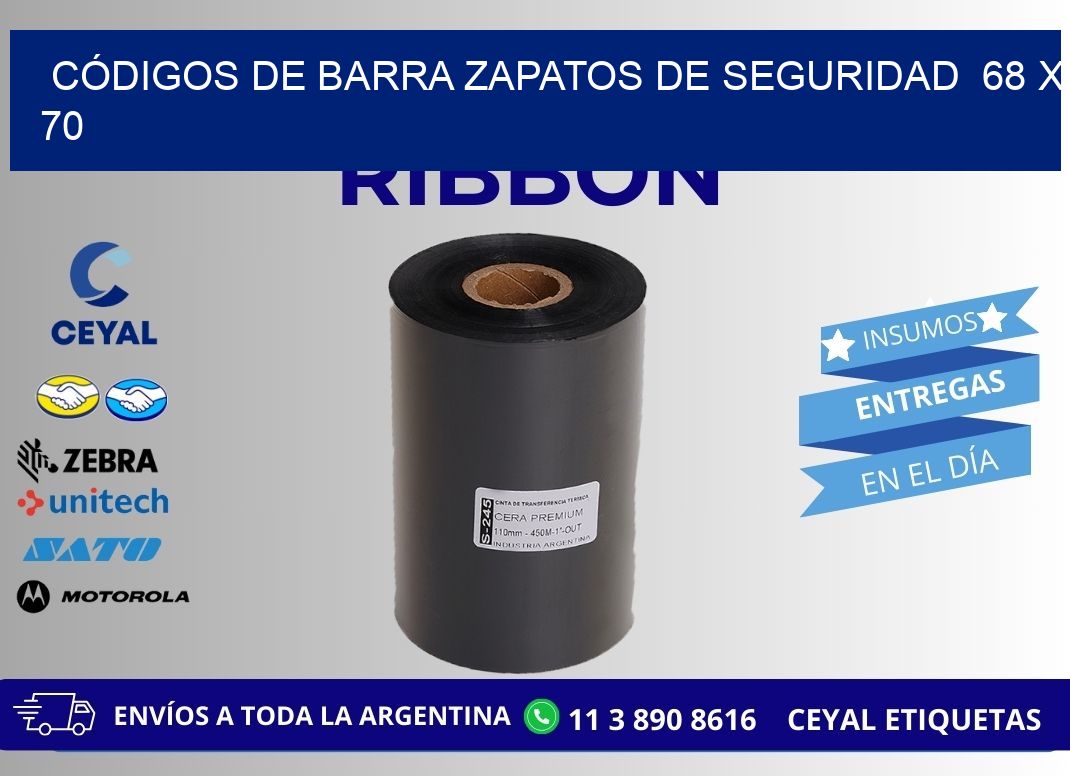 CÓDIGOS DE BARRA ZAPATOS DE SEGURIDAD  68 x 70