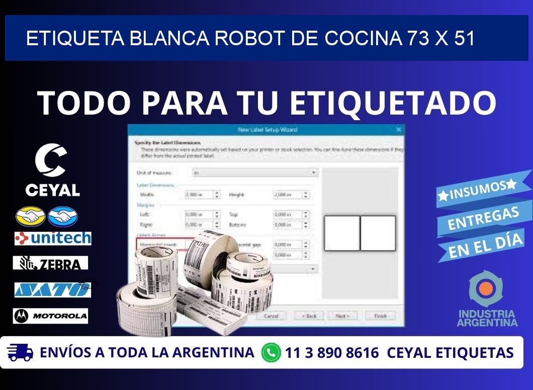 ETIQUETA BLANCA ROBOT DE COCINA 73 x 51