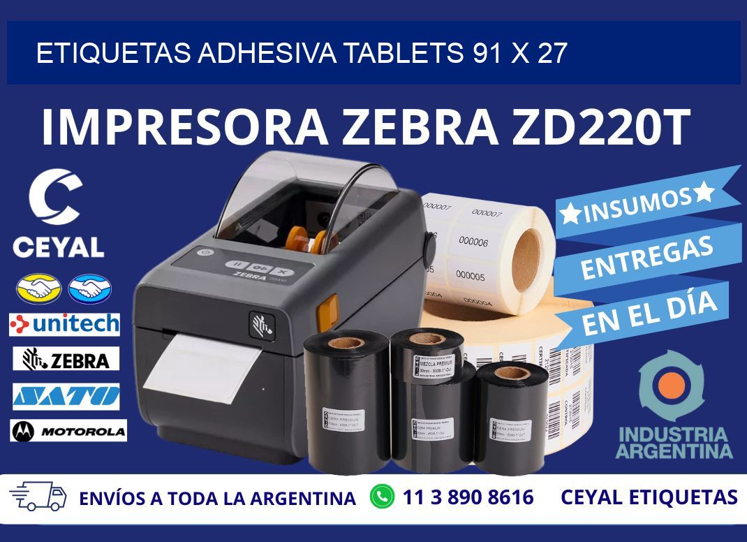 ETIQUETAS ADHESIVA TABLETS 91 x 27