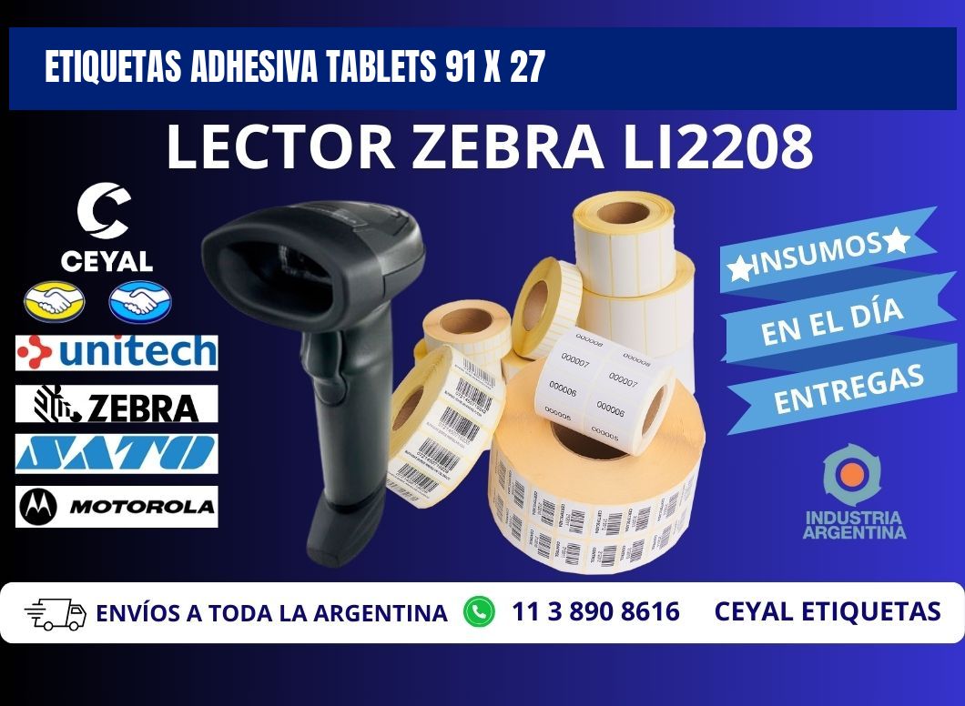 ETIQUETAS ADHESIVA TABLETS 91 x 27