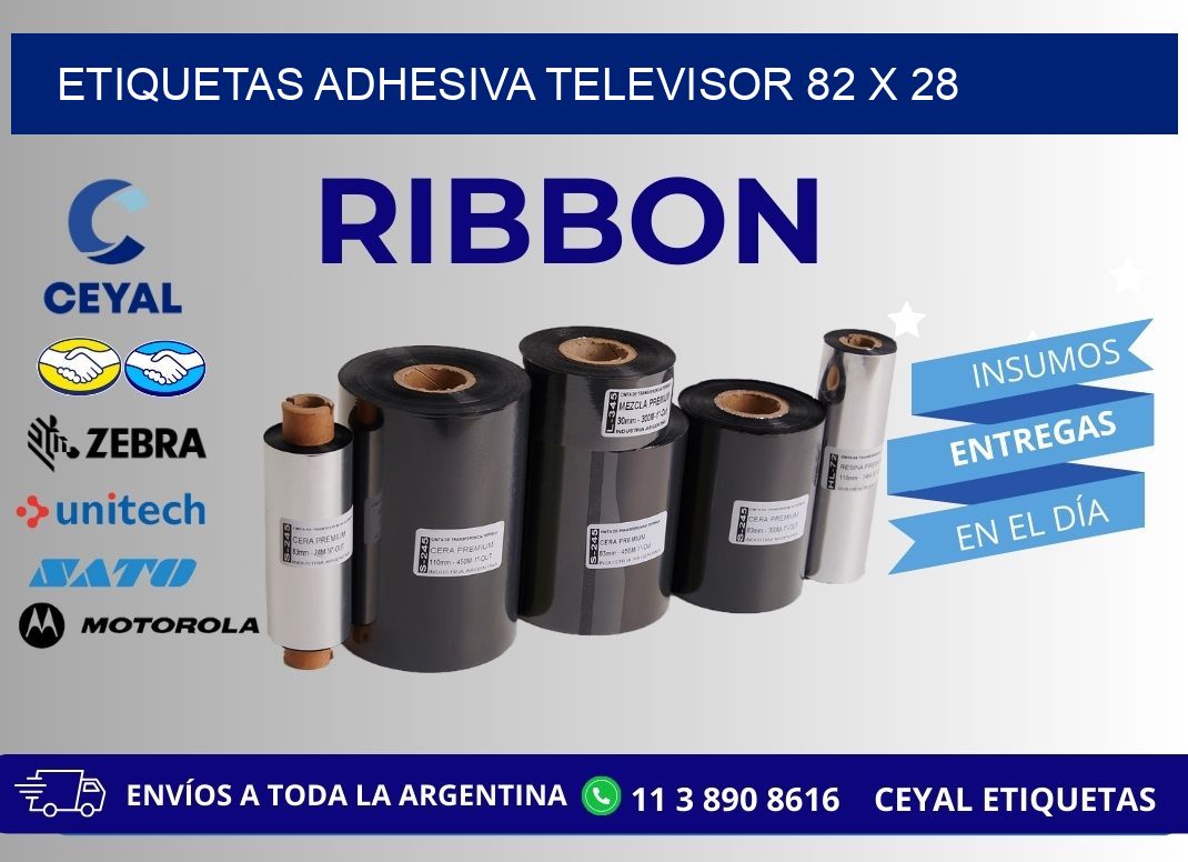 ETIQUETAS ADHESIVA TELEVISOR 82 x 28