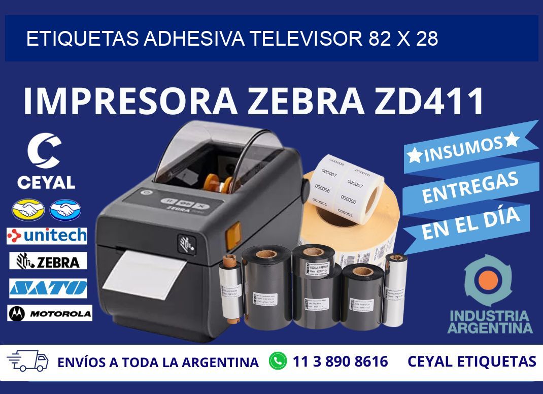 ETIQUETAS ADHESIVA TELEVISOR 82 x 28