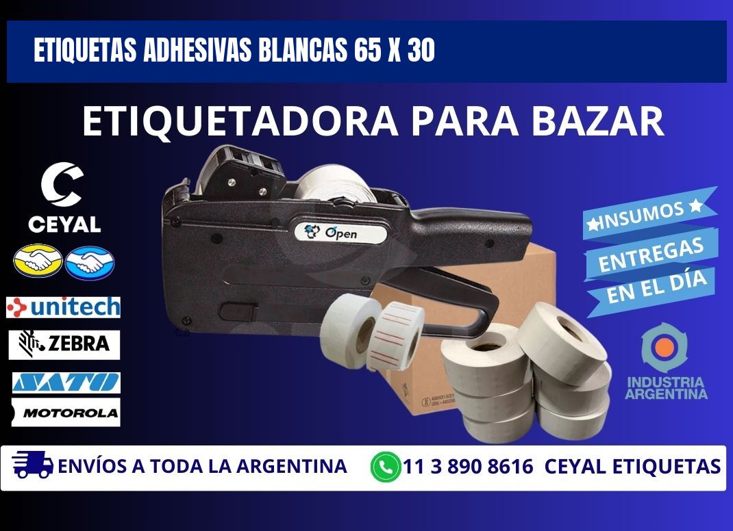 ETIQUETAS ADHESIVAS BLANCAS 65 x 30