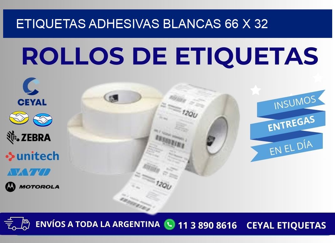 ETIQUETAS ADHESIVAS BLANCAS 66 x 32