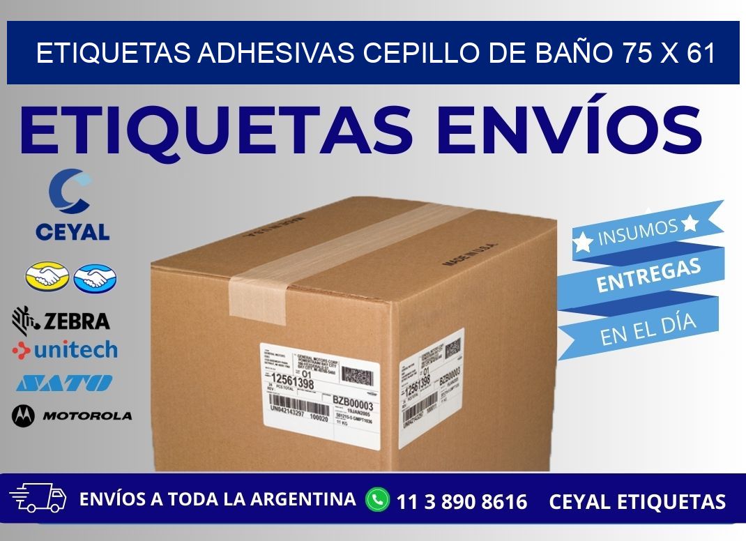 ETIQUETAS ADHESIVAS CEPILLO DE BAÑO 75 x 61