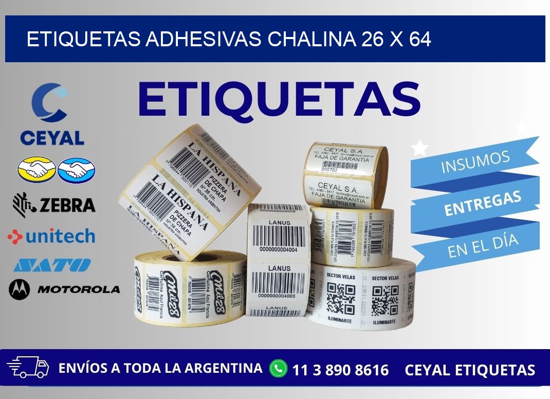 ETIQUETAS ADHESIVAS CHALINA 26 x 64