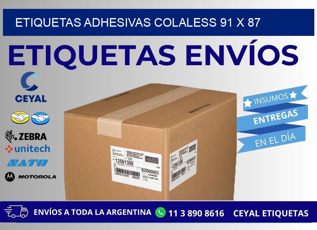 ETIQUETAS ADHESIVAS COLALESS 91 x 87