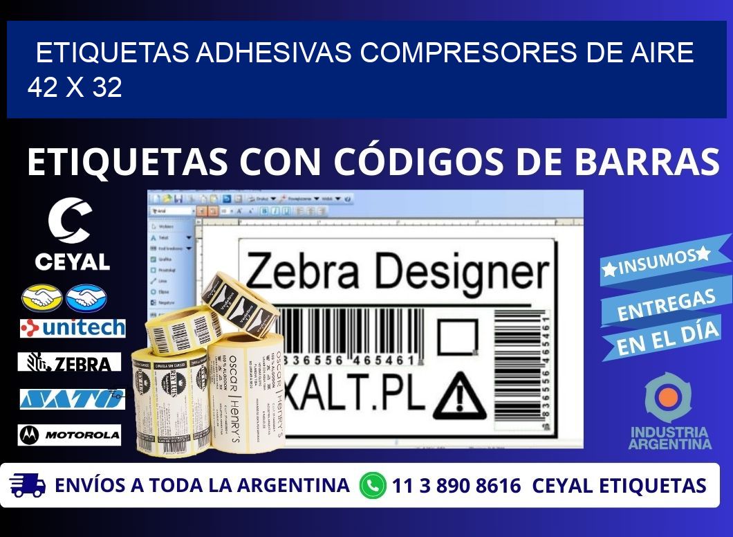 ETIQUETAS ADHESIVAS COMPRESORES DE AIRE 42 x 32