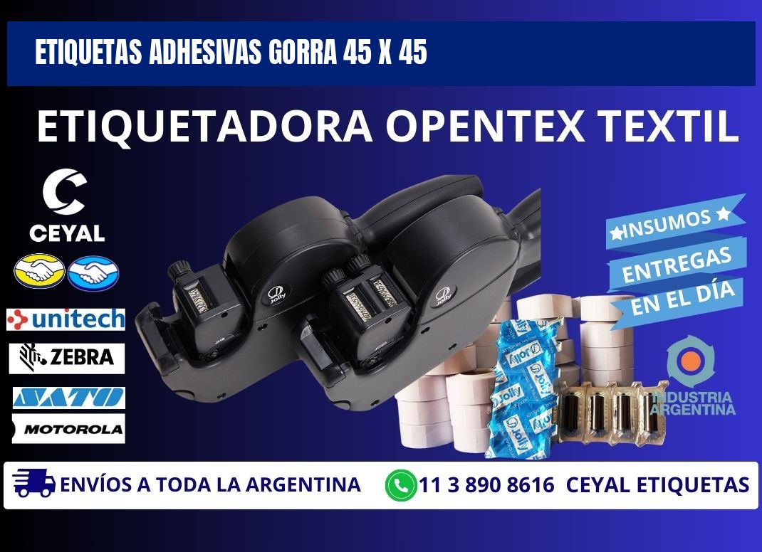 ETIQUETAS ADHESIVAS GORRA 45 x 45