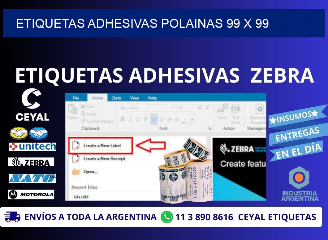 ETIQUETAS ADHESIVAS POLAINAS 99 x 99