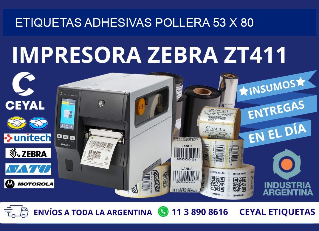 ETIQUETAS ADHESIVAS POLLERA 53 x 80