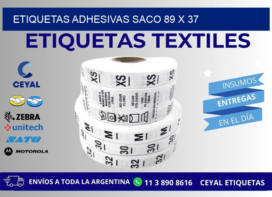 ETIQUETAS ADHESIVAS SACO 89 x 37