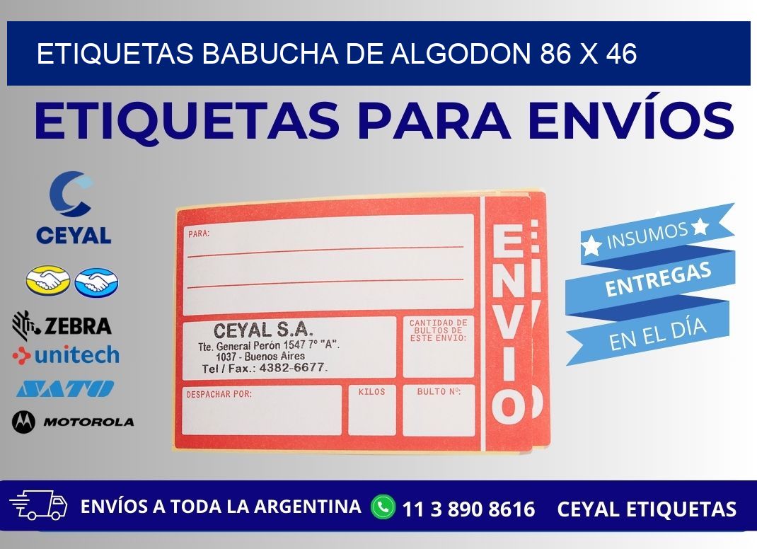 ETIQUETAS BABUCHA DE ALGODON 86 x 46