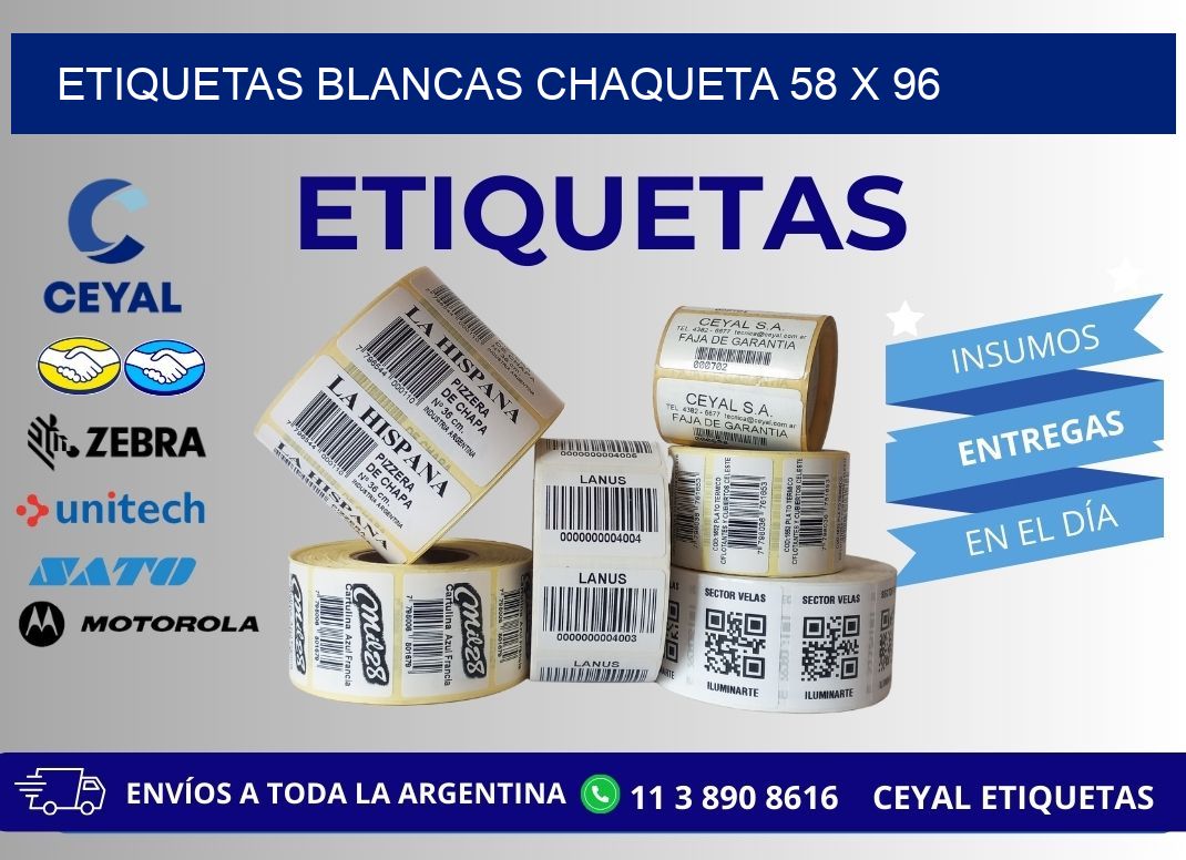 ETIQUETAS BLANCAS CHAQUETA 58 x 96