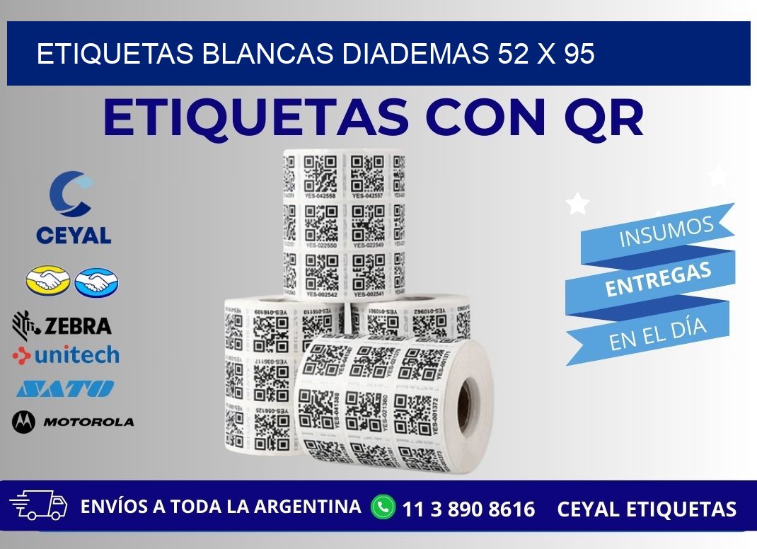 ETIQUETAS BLANCAS DIADEMAS 52 x 95