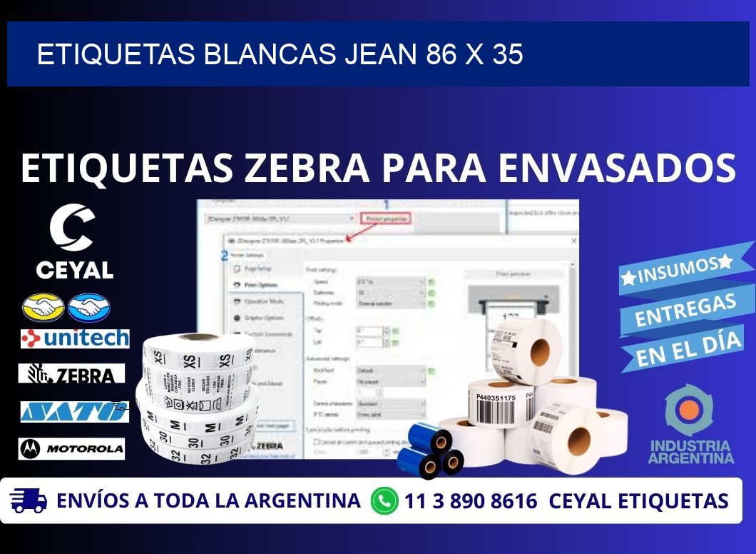 ETIQUETAS BLANCAS JEAN 86 x 35