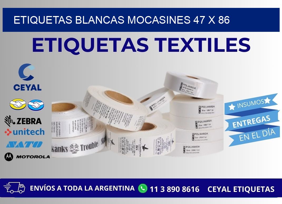 ETIQUETAS BLANCAS MOCASINES 47 x 86