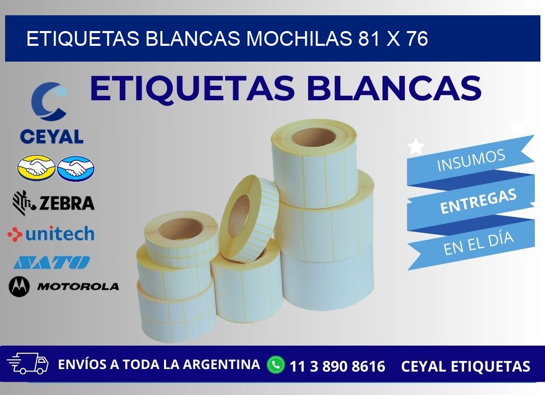 ETIQUETAS BLANCAS MOCHILAS 81 x 76