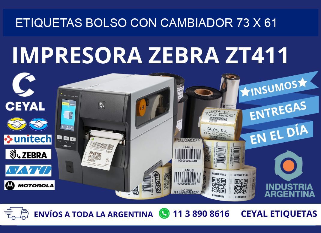 ETIQUETAS BOLSO CON CAMBIADOR 73 x 61