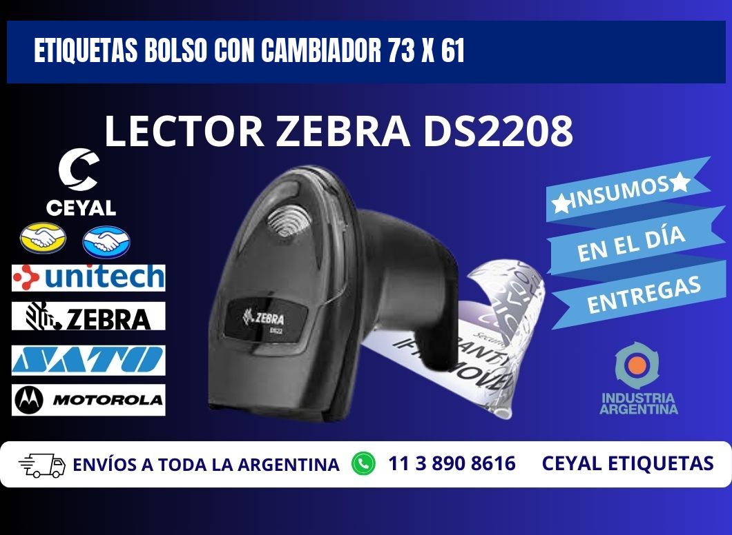 ETIQUETAS BOLSO CON CAMBIADOR 73 x 61