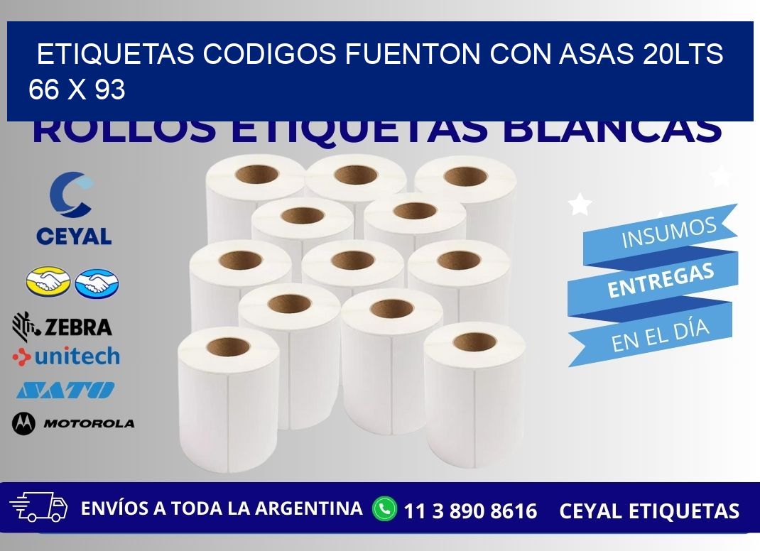 ETIQUETAS CODIGOS FUENTON CON ASAS 20LTS 66 x 93