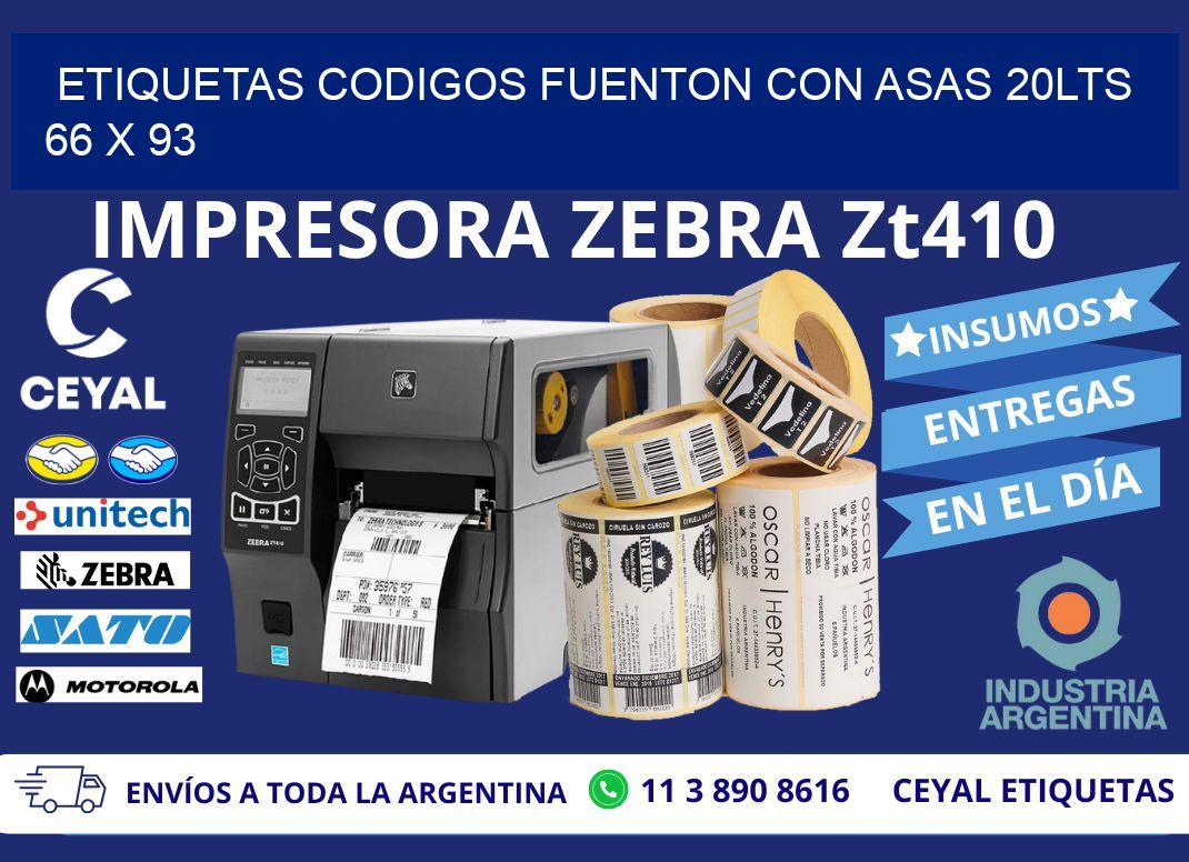 ETIQUETAS CODIGOS FUENTON CON ASAS 20LTS 66 x 93