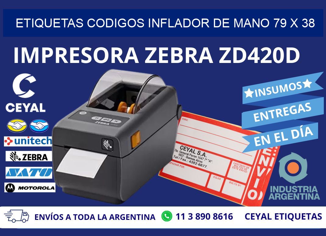 ETIQUETAS CODIGOS INFLADOR DE MANO 79 x 38