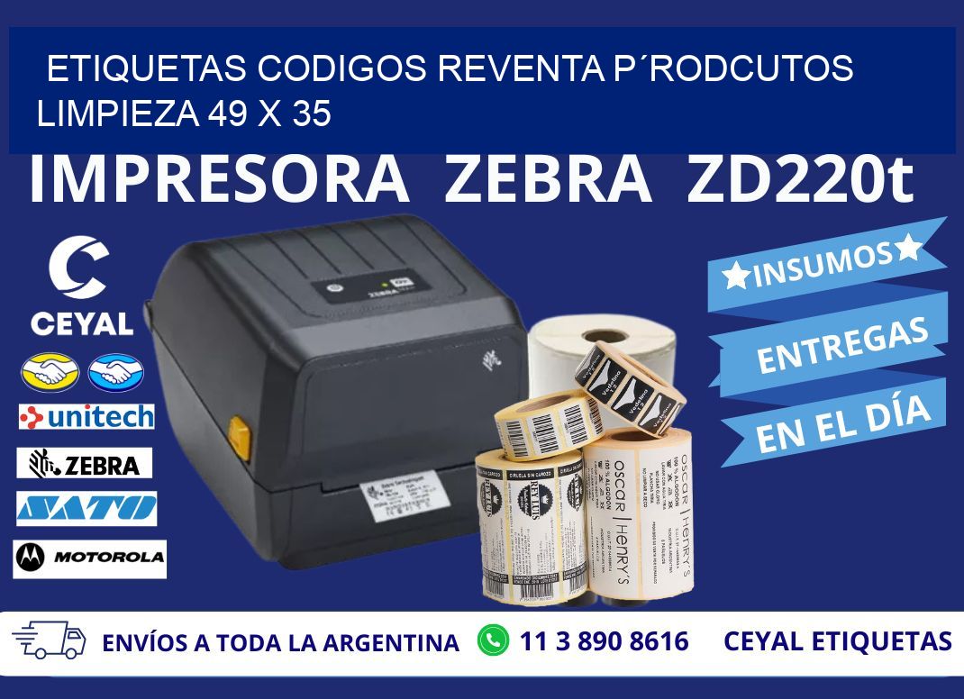 ETIQUETAS CODIGOS REVENTA P´RODCUTOS LIMPIEZA 49 x 35