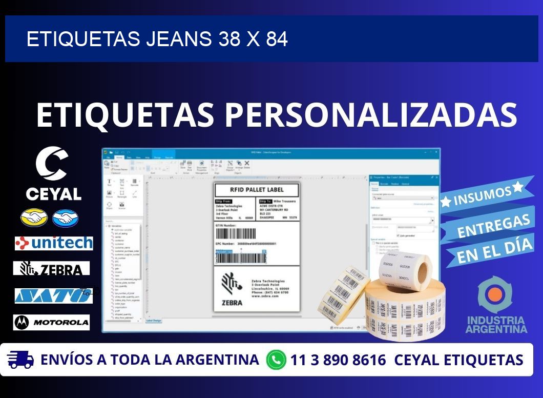 ETIQUETAS JEANS 38 x 84