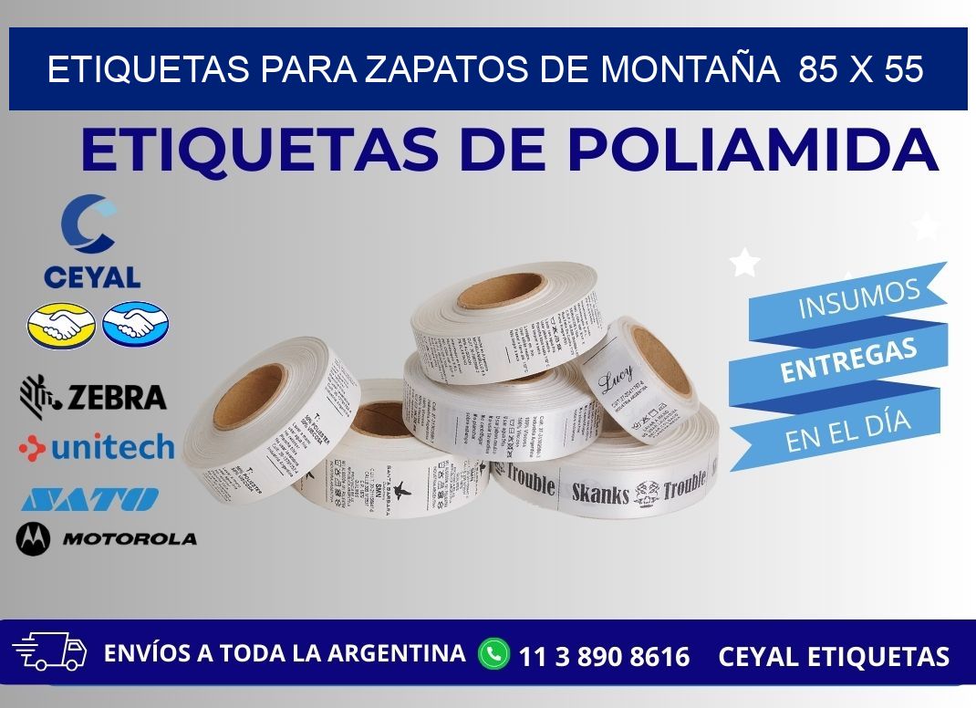 ETIQUETAS PARA ZAPATOS DE MONTAÑA  85 x 55